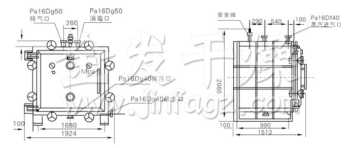 方形靜態(tài)真空干燥機結構示意圖